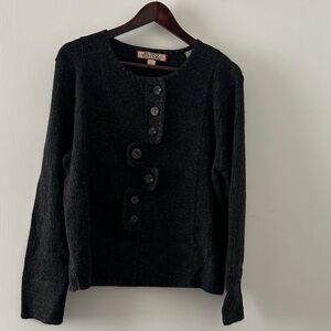 Alpaga and Wool Dark Grey Women's Button-Front Sweater